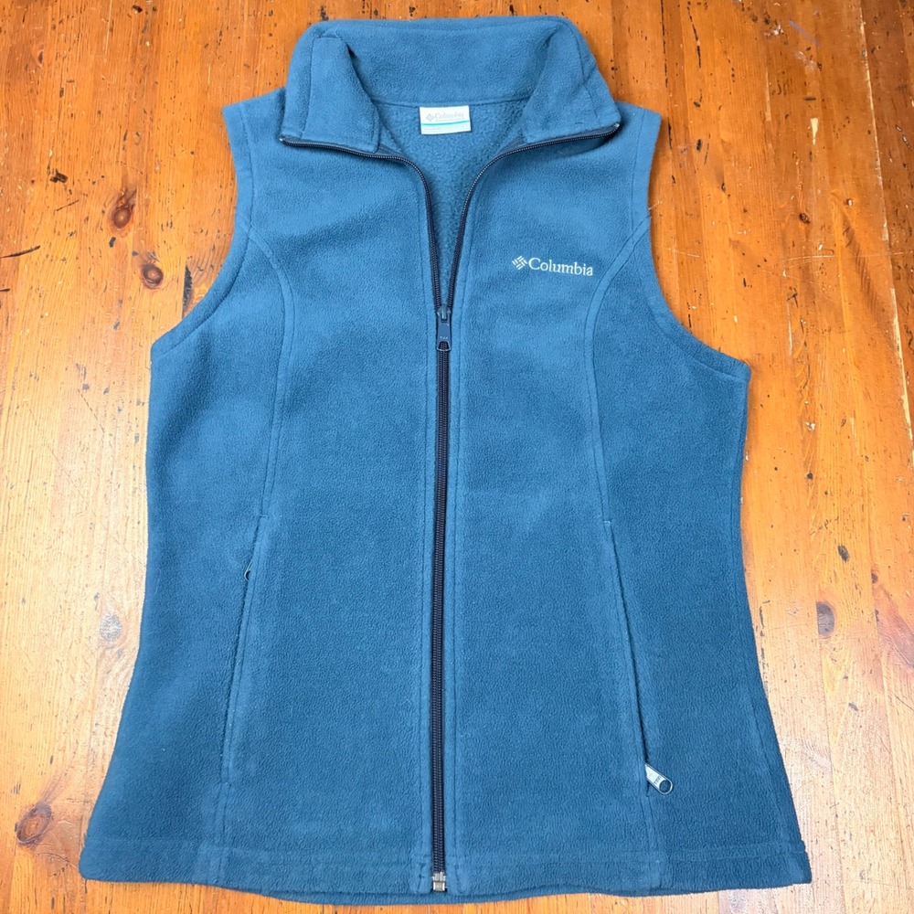 Columbia Benton Springs Fleece Vest Womens Small Blue Teal Full Zip Outerwear‎